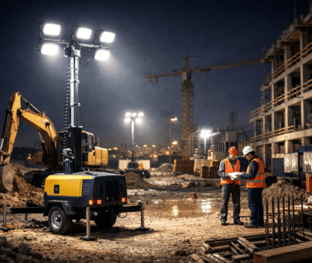 Torri faro a noleggio: come illuminare in sicurezza cantieri notturni